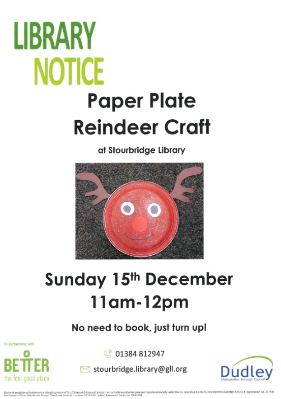 Stourbridge Library - Paper Plate Reindeer Craft